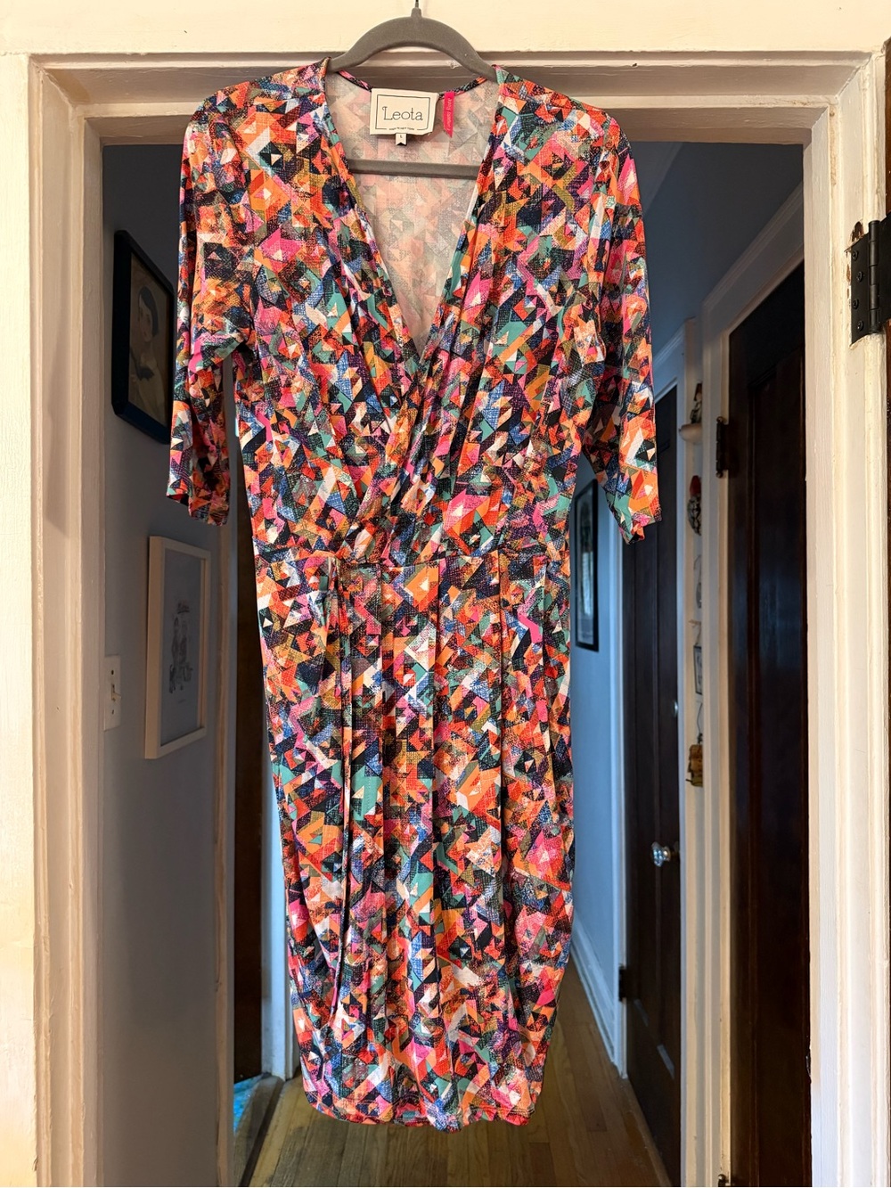 Leota Geometric Body-hugging Sheath Dress - Pink, Orange, Blue